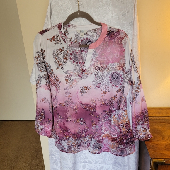 BUY 3, get 1 FREE (SEE DETAILS), Croft & Barrow Pink Tshirt Top (313) - Picture 1 of 8